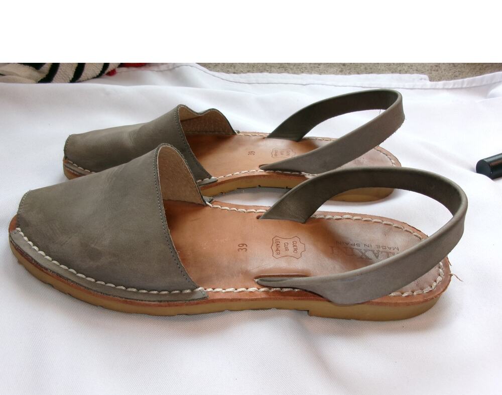 Calaxini Leather Slingback Avarca Sandals Gray Nubuck EU 39 US 8.5